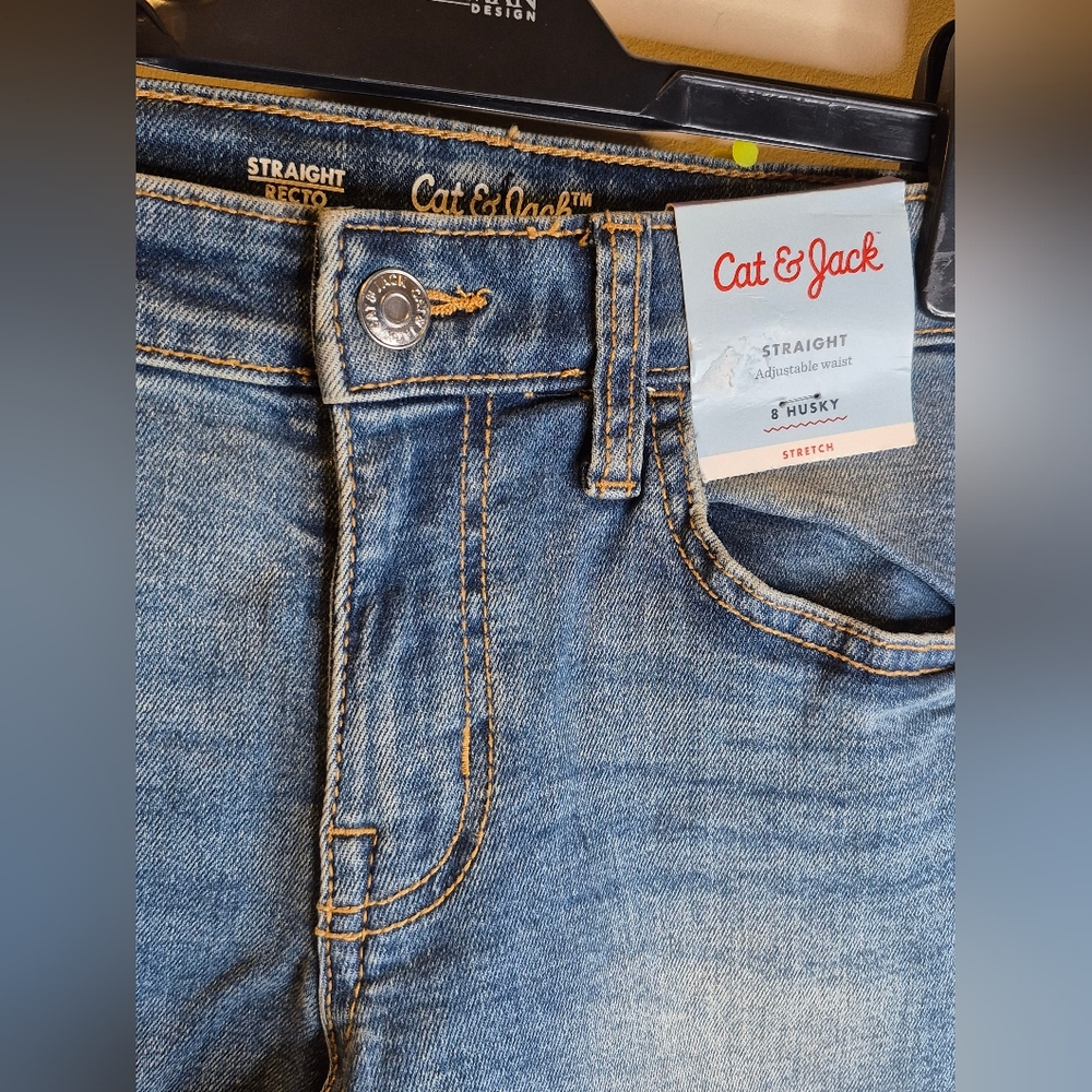 Cat & Jack Kids Blue Straight Leg Jeans-Size 8 - Picture 6 of 14